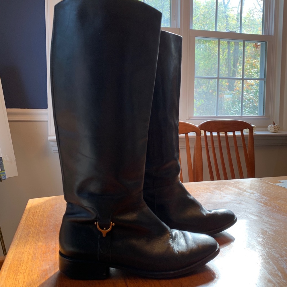 Etienne Aigner Women’s Black Leather Riding Boots - Picture 2 of 9